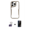 MARSİLYAN™- iPhone 16 Pro Max Kılıf Akış Çizgi Koleksiyonu - Siyah 3D Antistatik Hayalet Cam Ekran Koruyucu + Bilvis Titan Kamera Lens - TMGI