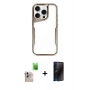MARSİLYAN™- iPhone 16 Pro Max Kılıf Akış Çizgi Koleksiyonu - Siyah 3D Antistatik Hayalet Cam Ekran Koruyucu + Raze Metal Kamera Lens - NLGY