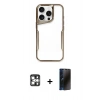 MARSİLYAN™- iPhone 16 Pro Max Kılıf Akış Çizgi Koleksiyonu - Siyah 3D Antistatik Hayalet Cam Ekran Koruyucu + PVD Metal Kamera Lens - GS