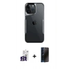 MARSİLYAN™- iPhone 16 Pro Max Kılıf Akış Çizgi Koleksiyonu - Siyah 3D Antistatik Hayalet Cam Ekran Koruyucu + Bilvis Titan Kamera Lens - TMGI