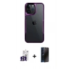 MARSİLYAN™- iPhone 16 Pro Max Kılıf Akış Çizgi Koleksiyonu - Siyah 3D Antistatik Hayalet Cam Ekran Koruyucu + Bilvis Titan Kamera Lens - TMGI