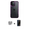 MARSİLYAN™- iPhone 16 Pro Max Kılıf Akış Çizgi Koleksiyonu - Siyah 3D Antistatik Hayalet Cam Ekran Koruyucu + Pers Alüminyum Kamera Lens - GI