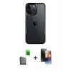 MARSİLYAN™- iPhone 16 Pro Max Kılıf Akış Çizgi Koleksiyonu - Siyah 3D Antistatik Mat Seramik Nano Ekran Koruyucu + Raze Metal Kamera Lens - SH