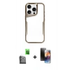 MARSİLYAN™- iPhone 16 Pro Max Kılıf Akış Çizgi Koleksiyonu - Siyah 3D Antistatik Mat Seramik Nano Ekran Koruyucu + Raze Metal Kamera Lens - SH