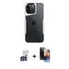 MARSİLYAN™- iPhone 16 Pro Max Kılıf Akış Çizgi Koleksiyonu - Siyah 3D Antistatik Mat Seramik Nano Ekran Koruyucu + Titanyum Gri Bilvis Titan Kamera Lens