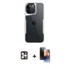 MARSİLYAN™- iPhone 16 Pro Max Kılıf Akış Çizgi Koleksiyonu - Siyah 3D Antistatik Mat Seramik Nano Ekran Koruyucu + PVD Metal Kamera Lens - GD