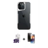 MARSİLYAN™- iPhone 16 Pro Max Kılıf Akış Çizgi Koleksiyonu - Siyah 3D Antistatik Mat Seramik Nano Ekran Koruyucu + Bilvis Titan Kamera Lens - SH