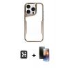 MARSİLYAN™- iPhone 16 Pro Max Kılıf Akış Çizgi Koleksiyonu - Siyah 3D Antistatik Mat Seramik Nano Ekran Koruyucu + PVD Metal Kamera Lens - SH