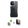 MARSİLYAN™- iPhone 16 Pro Max Kılıf Akış Çizgi Koleksiyonu - Siyah 3D Antistatik Mat Seramik Nano Ekran Koruyucu + Raze Metal Kamera Lens - CLTM