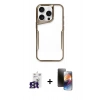 MARSİLYAN™- iPhone 16 Pro Max Kılıf Akış Çizgi Koleksiyonu - Siyah 3D Antistatik Mat Seramik Nano Ekran Koruyucu + Titanyum Gri Bilvis Titan Kamera Lens