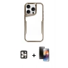 MARSİLYAN™- iPhone 16 Pro Max Kılıf Akış Çizgi Koleksiyonu - Siyah 3D Antistatik Mat Seramik Nano Ekran Koruyucu + PVD Metal Kamera Lens - GD