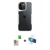 MARSİLYAN™- iPhone 16 Pro Max Kılıf Akış Çizgi Koleksiyonu - Siyah 3D Antistatik Seramik Nano Ekran Koruyucu + Raze Metal Kamera Lens - NLGY