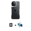 MARSİLYAN™- iPhone 16 Pro Max Kılıf Akış Çizgi Koleksiyonu - Siyah 3D Antistatik Seramik Nano Ekran Koruyucu + PVD Metal Kamera Lens - SH