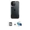 MARSİLYAN™- iPhone 16 Pro Max Kılıf Akış Çizgi Koleksiyonu - Siyah 3D Antistatik Seramik Nano Ekran Koruyucu + PVD Metal Kamera Lens - GD