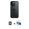 MARSİLYAN™- iPhone 16 Pro Max Kılıf Akış Çizgi Koleksiyonu - Siyah 3D Antistatik Seramik Nano Ekran Koruyucu + PVD Metal Kamera Lens - SH