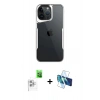MARSİLYAN™- iPhone 16 Pro Max Kılıf Akış Çizgi Koleksiyonu - Siyah 3D Antistatik Seramik Nano Ekran Koruyucu + Raze Metal Kamera Lens - BZ