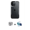 MARSİLYAN™- iPhone 16 Pro Max Kılıf Akış Çizgi Koleksiyonu - Siyah 3D Antistatik Seramik Nano Ekran Koruyucu + Pers Alüminyum Kamera Lens - GI