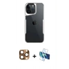 MARSİLYAN™- iPhone 16 Pro Max Kılıf Akış Çizgi Koleksiyonu - Siyah 3D Antistatik Seramik Nano Ekran Koruyucu + Pers Alüminyum Kamera Lens - CLTM