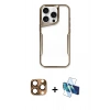 MARSİLYAN™- iPhone 16 Pro Max Kılıf Akış Çizgi Koleksiyonu - Siyah 3D Antistatik Seramik Nano Ekran Koruyucu + Pers Alüminyum Kamera Lens - CLTM
