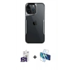 MARSİLYAN™- iPhone 16 Pro Max Kılıf Akış Çizgi Koleksiyonu - Siyah 3D Antistatik Seramik Nano Ekran Koruyucu + Bilvis Titan Kamera Lens - TMGI