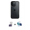 MARSİLYAN™- iPhone 16 Pro Max Kılıf Akış Çizgi Koleksiyonu - Siyah 3D Antistatik Seramik Nano Ekran Koruyucu + Bilvis Titan Kamera Lens - TMGI