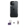 MARSİLYAN™- iPhone 16 Pro Max Kılıf Akış Çizgi Koleksiyonu - Siyah Bilvis 3D Cam Ekran Koruyucu + Bilvis Titan Kamera Lens - SH