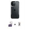 MARSİLYAN™- iPhone 16 Pro Max Kılıf Akış Çizgi Koleksiyonu - Siyah Bilvis 3D Cam Ekran Koruyucu + Bilvis Titan Kamera Lens - GS