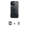 MARSİLYAN™- iPhone 16 Pro Max Kılıf Akış Çizgi Koleksiyonu - Siyah Bilvis 3D Cam Ekran Koruyucu + PVD Metal Kamera Lens - GD