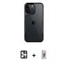 MARSİLYAN™- iPhone 16 Pro Max Kılıf Akış Çizgi Koleksiyonu - Siyah Bilvis 3D Cam Ekran Koruyucu + PVD Metal Kamera Lens - GD