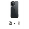 MARSİLYAN™- iPhone 16 Pro Max Kılıf Akış Çizgi Koleksiyonu - Siyah Bilvis 3D Cam Ekran Koruyucu + PVD Metal Kamera Lens - GD