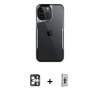 MARSİLYAN™- iPhone 16 Pro Max Kılıf Akış Çizgi Koleksiyonu - Siyah Bilvis 3D Cam Ekran Koruyucu + PVD Metal Kamera Lens - GS