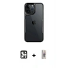 MARSİLYAN™- iPhone 16 Pro Max Kılıf Akış Çizgi Koleksiyonu - Siyah Bilvis 3D Cam Ekran Koruyucu + PVD Metal Kamera Lens - GS