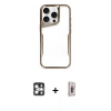MARSİLYAN™- iPhone 16 Pro Max Kılıf Akış Çizgi Koleksiyonu - Siyah Bilvis 3D Cam Ekran Koruyucu + PVD Metal Kamera Lens - GS