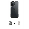 MARSİLYAN™- iPhone 16 Pro Max Kılıf Akış Çizgi Koleksiyonu - Siyah Bilvis 3D Cam Ekran Koruyucu + PVD Metal Kamera Lens - GS