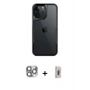 MARSİLYAN™- iPhone 16 Pro Max Kılıf Akış Çizgi Koleksiyonu - Siyah Bilvis 3D Cam Ekran Koruyucu + Pers Alüminyum Kamera Lens - GI