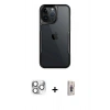 MARSİLYAN™- iPhone 16 Pro Max Kılıf Akış Çizgi Koleksiyonu - Siyah Bilvis 3D Cam Ekran Koruyucu + Pers Alüminyum Kamera Lens - GS