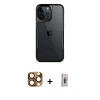 MARSİLYAN™- iPhone 16 Pro Max Kılıf Akış Çizgi Koleksiyonu - Siyah Bilvis 3D Cam Ekran Koruyucu + Pers Alüminyum Kamera Lens - CLTM