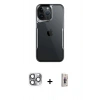 MARSİLYAN™- iPhone 16 Pro Max Kılıf Akış Çizgi Koleksiyonu - Siyah Bilvis 3D Cam Ekran Koruyucu + Pers Alüminyum Kamera Lens - GI
