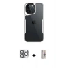 MARSİLYAN™- iPhone 16 Pro Max Kılıf Akış Çizgi Koleksiyonu - Siyah Bilvis 3D Cam Ekran Koruyucu + Pers Alüminyum Kamera Lens - GI