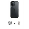 MARSİLYAN™- iPhone 16 Pro Max Kılıf Akış Çizgi Koleksiyonu - Siyah Bilvis 3D Cam Ekran Koruyucu + Pers Alüminyum Kamera Lens - GS