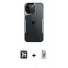 MARSİLYAN™- iPhone 16 Pro Max Kılıf Akış Çizgi Koleksiyonu - Siyah Bilvis 3D Cam Ekran Koruyucu + PVD Metal Kamera Lens - SH