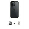 MARSİLYAN™- iPhone 16 Pro Max Kılıf Akış Çizgi Koleksiyonu - Siyah Bilvis 3D Cam Ekran Koruyucu + PVD Metal Kamera Lens - SH