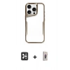 MARSİLYAN™- iPhone 16 Pro Max Kılıf Akış Çizgi Koleksiyonu - Siyah Bilvis 3D Cam Ekran Koruyucu + PVD Metal Kamera Lens - SH