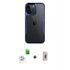 MARSİLYAN™- iPhone 16 Pro Max Kılıf Akış Çizgi Koleksiyonu - Siyah Bilvis 3D Cam Ekran Koruyucu + Raze Metal Kamera Lens - BZ
