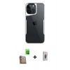 MARSİLYAN™- iPhone 16 Pro Max Kılıf Akış Çizgi Koleksiyonu - Siyah Bilvis 3D Cam Ekran Koruyucu + Raze Metal Kamera Lens - CLTM