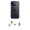 MARSİLYAN™- iPhone 16 Pro Max Kılıf Akış Çizgi Koleksiyonu - Siyah Bilvis 3D Cam Ekran Koruyucu + Raze Metal Kamera Lens - BZ