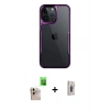 MARSİLYAN™- iPhone 16 Pro Max Kılıf Akış Çizgi Koleksiyonu - Siyah Bilvis 3D Cam Ekran Koruyucu + Raze Metal Kamera Lens - NLGY