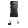 MARSİLYAN™- iPhone 16 Pro Max Kılıf Akış Çizgi Koleksiyonu - Siyah Bilvis 3D Cam Ekran Koruyucu + Bilvis Titan Kamera Lens - TMGI