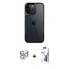 MARSİLYAN™- iPhone 16 Pro Max Kılıf Akış Çizgi Koleksiyonu - Siyah Bilvis 3X AR Hayalet Cam Ekran Koruyucu + Pers Alüminyum Kamera Lens - GS
