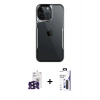 MARSİLYAN™- iPhone 16 Pro Max Kılıf Akış Çizgi Koleksiyonu - Siyah Bilvis 3X AR Hayalet Cam Ekran Koruyucu + Bilvis Titan Kamera Lens - SH